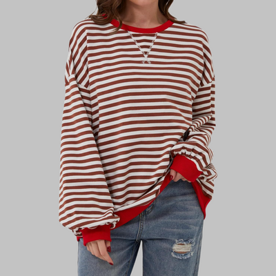 Novara™ | Casual Long Sleeve Round Neck Striped Sweatshirt