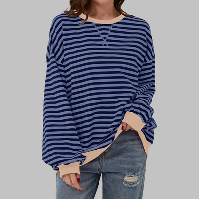 Novara™ | Casual Long Sleeve Round Neck Striped Sweatshirt