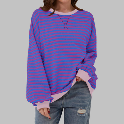 Novara™ | Casual Long Sleeve Round Neck Striped Sweatshirt