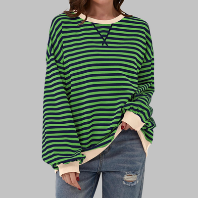 Novara™ | Casual Long Sleeve Round Neck Striped Sweatshirt