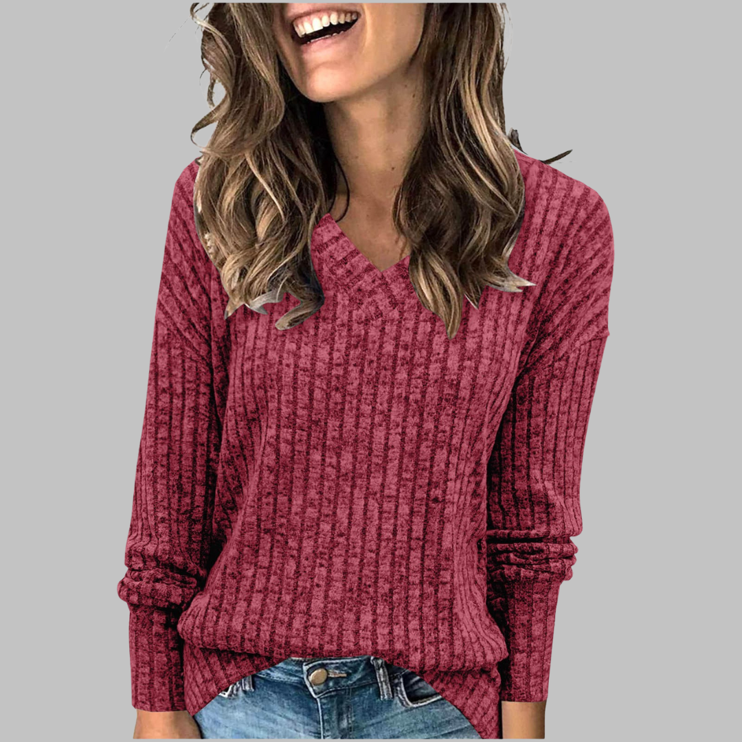 Novara™ | Comfy V-Neck Long Sleeve Top