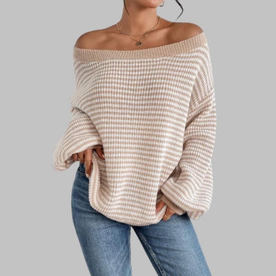 Novara™ | Casual Striped Drop Shoulder Long Sleeve Sweater