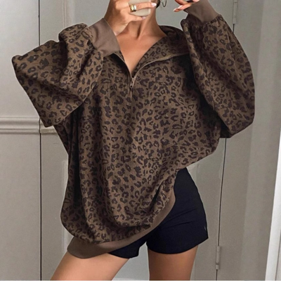 Novara™ - Cozy Leopard Print Sweatshirt