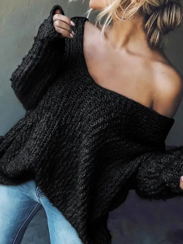 Novara™ | Comfy Drop Shoulder Long Sleeve Sweater