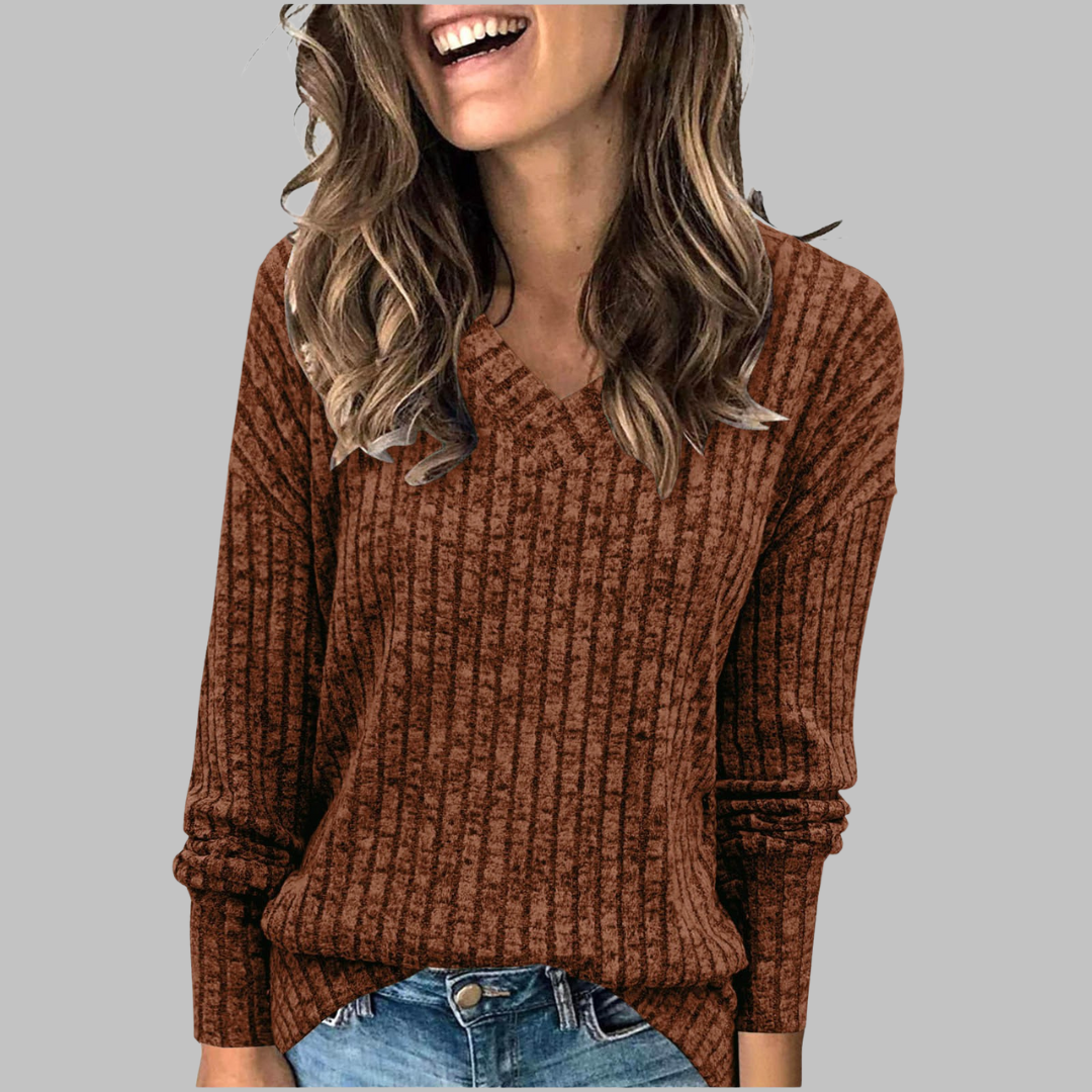 Novara™ | Comfy V-Neck Long Sleeve Top