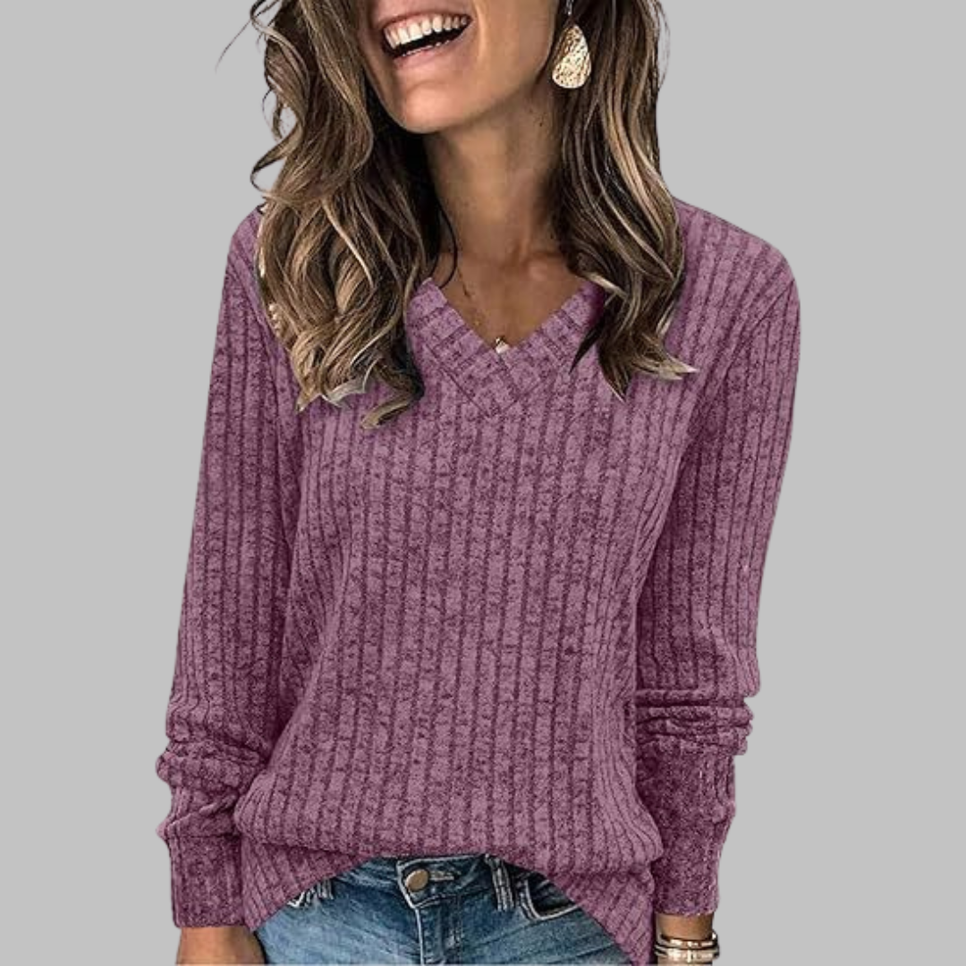 Novara™ | Comfy V-Neck Long Sleeve Top