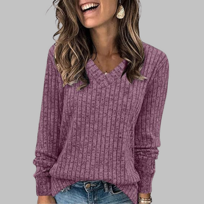 Novara™ | Comfy V-Neck Long Sleeve Top