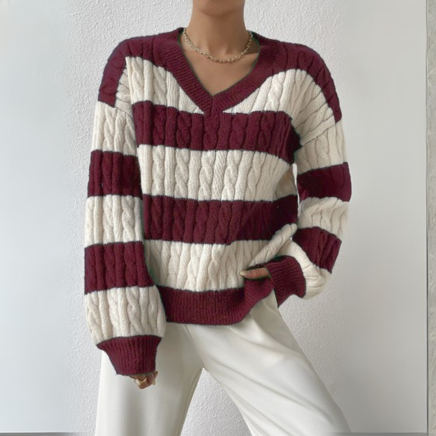Novara™ | Comfy V-Neck Long Sleeve Sweater