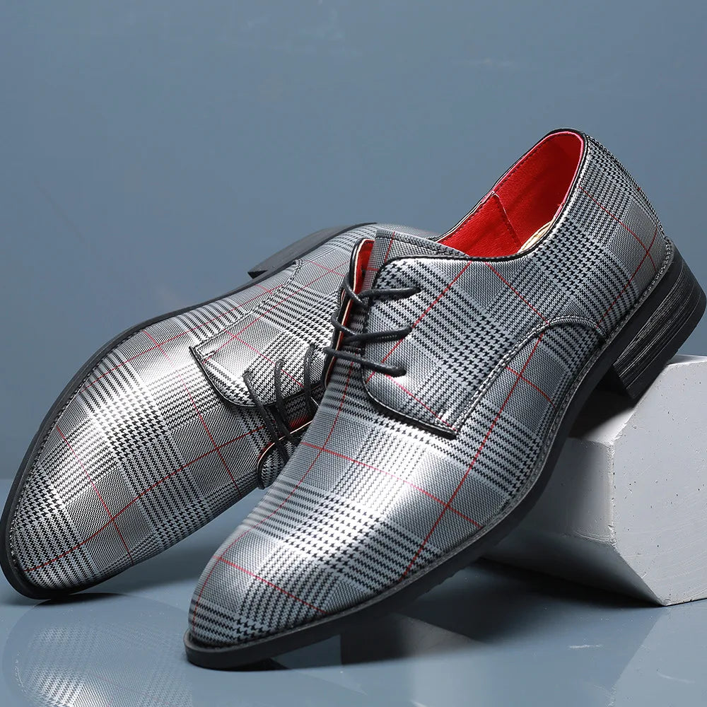 Novara™ | Magnus Checkered Leather Oxfords